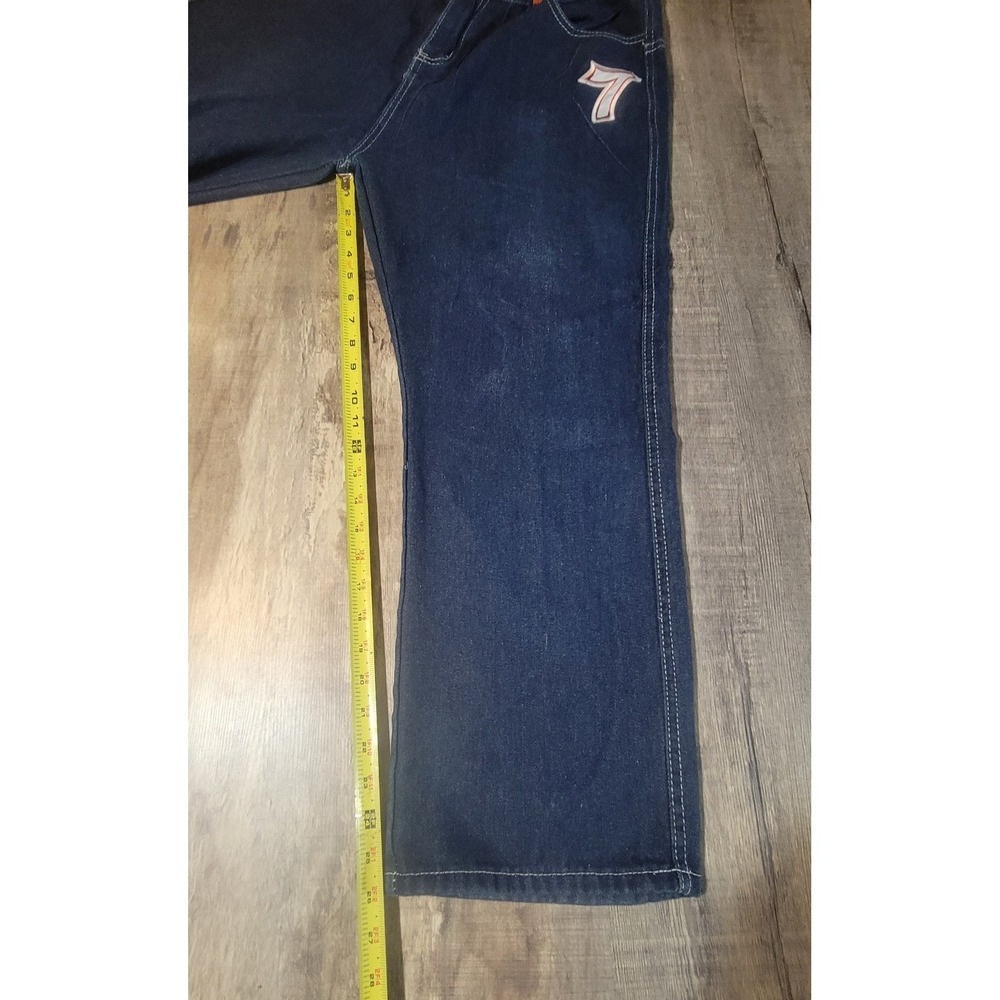 JNCO Lucky 7 Dice Jeans 34x26 Blue Denim Mid Rise Baggy Skater Y2K Rare Stretch - Picture 16 of 16